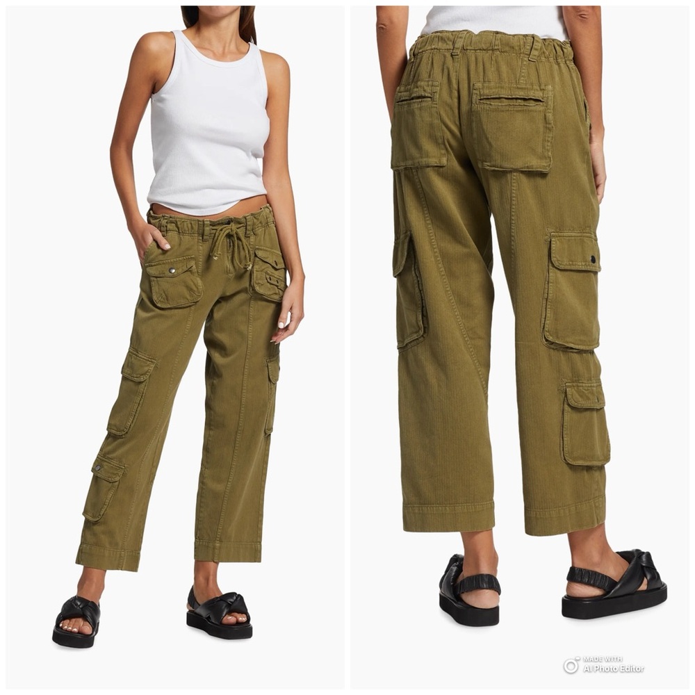 Free People Tahiti Cargo Pants Dried Herb - Picture 2 of 9